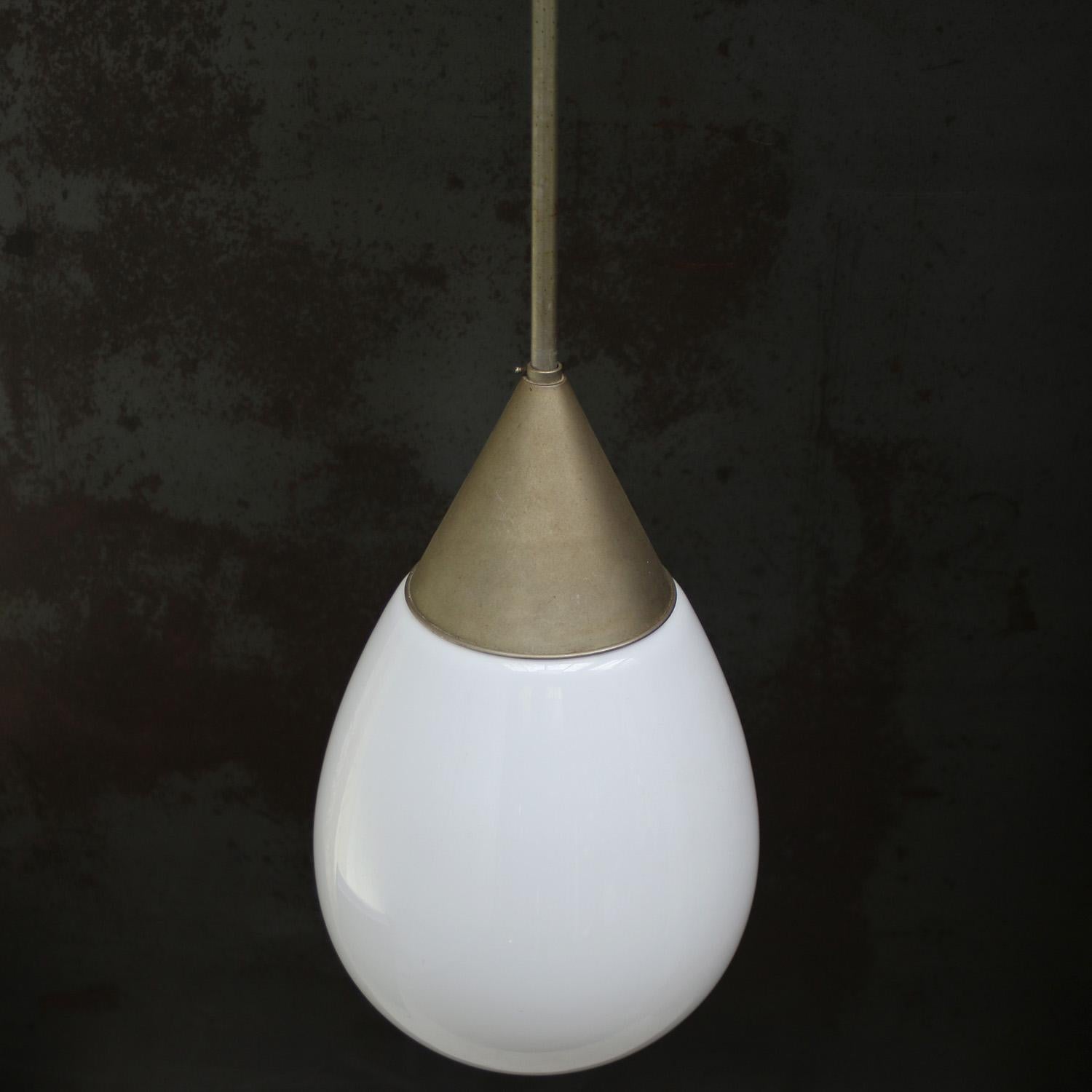 White opaline drip shape glass pendant by Gispen, Holland In Good Condition In Amsterdam, NL