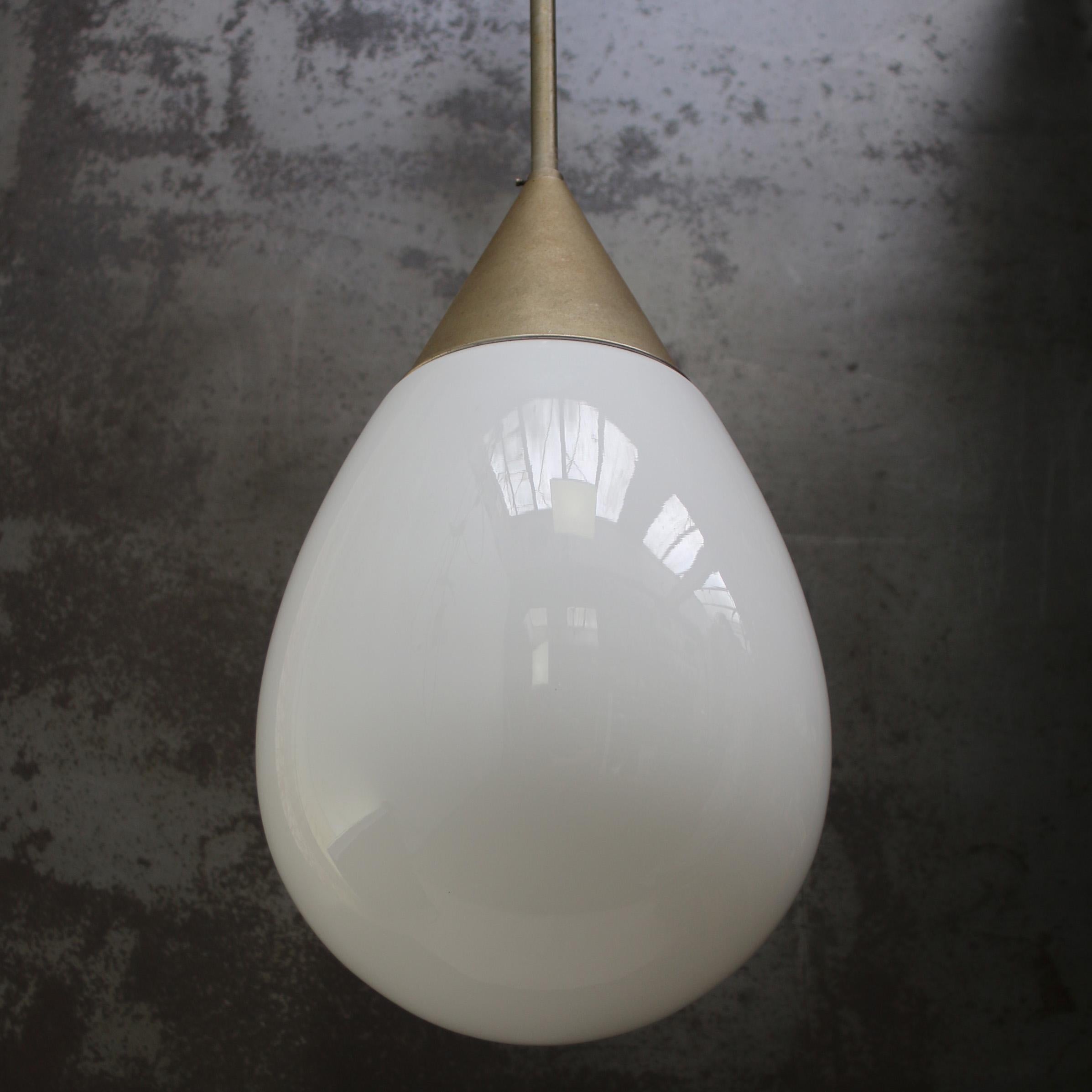 20th Century White opaline drip shape glass pendant by Gispen, Holland