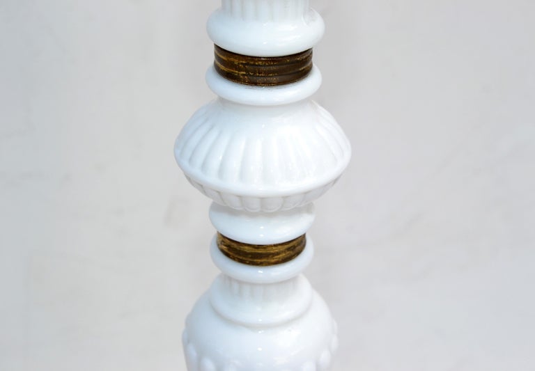 20th Century White Opaline French Floor Lamp For Sale
