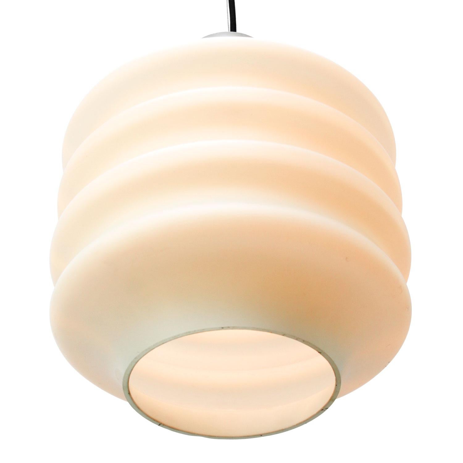 Opaline glass pendant.
2 meter black wire

Weight: 1.60 kg / 3.5 lb

Priced per individual item. All lamps have been made suitable by international standards for incandescent light bulbs, energy-efficient and LED bulbs. E26/E27 bulb holders and