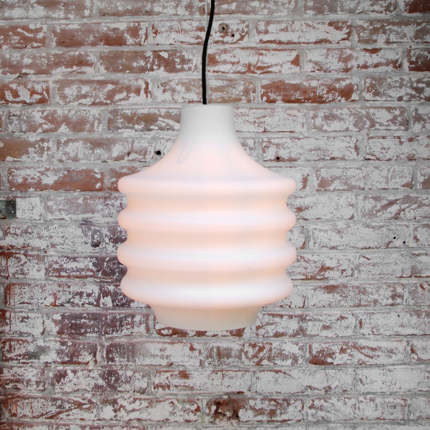 German White Opaline Glass Bauhaus Pendant Light