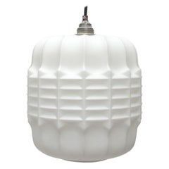 Vintage White Opaline Glass Bauhaus Pendant Light