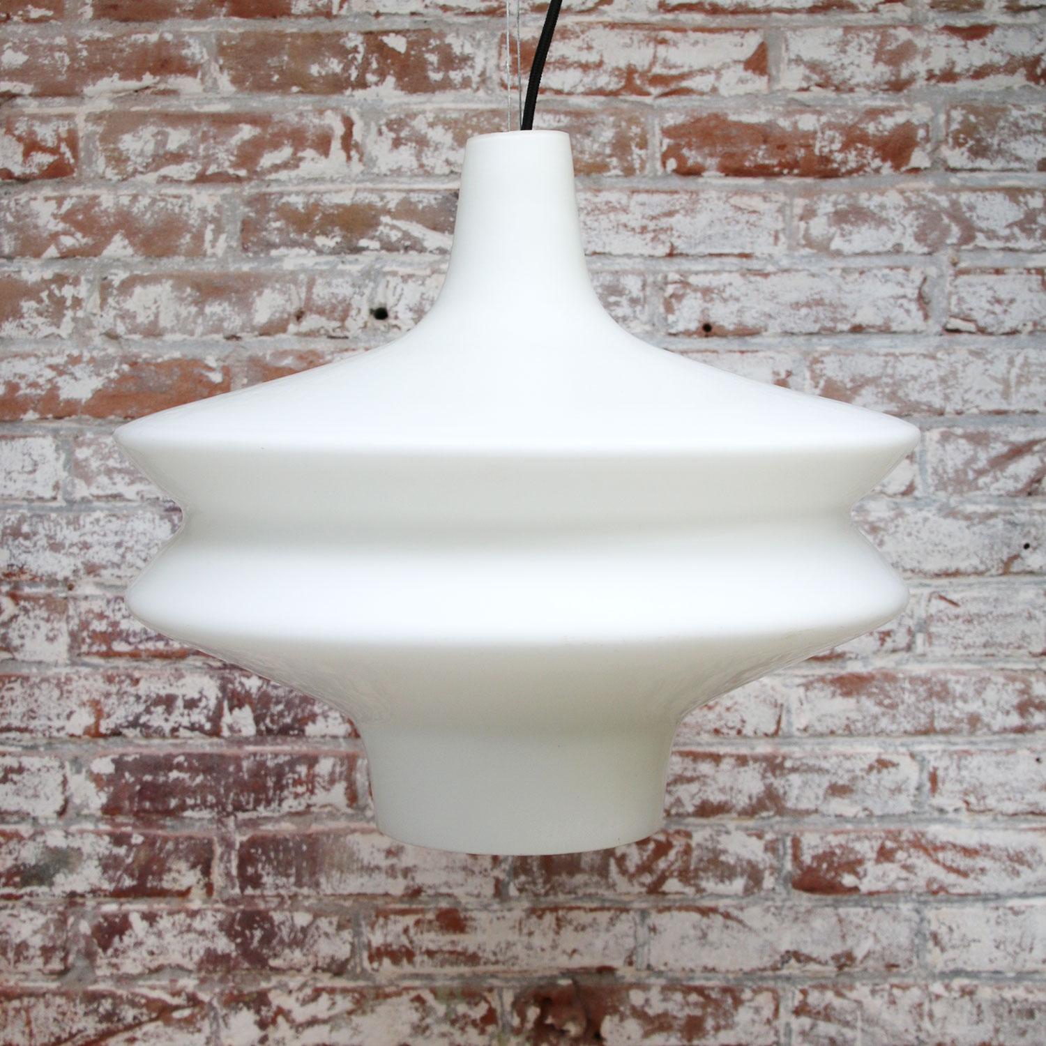 White Opaline Glass Bauhaus Pendant Lights In Good Condition In Amsterdam, NL