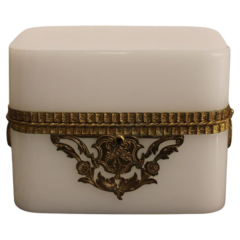 Mid-Century French White Opaline Glass Box Mid-Century French White Opaline Glass Box