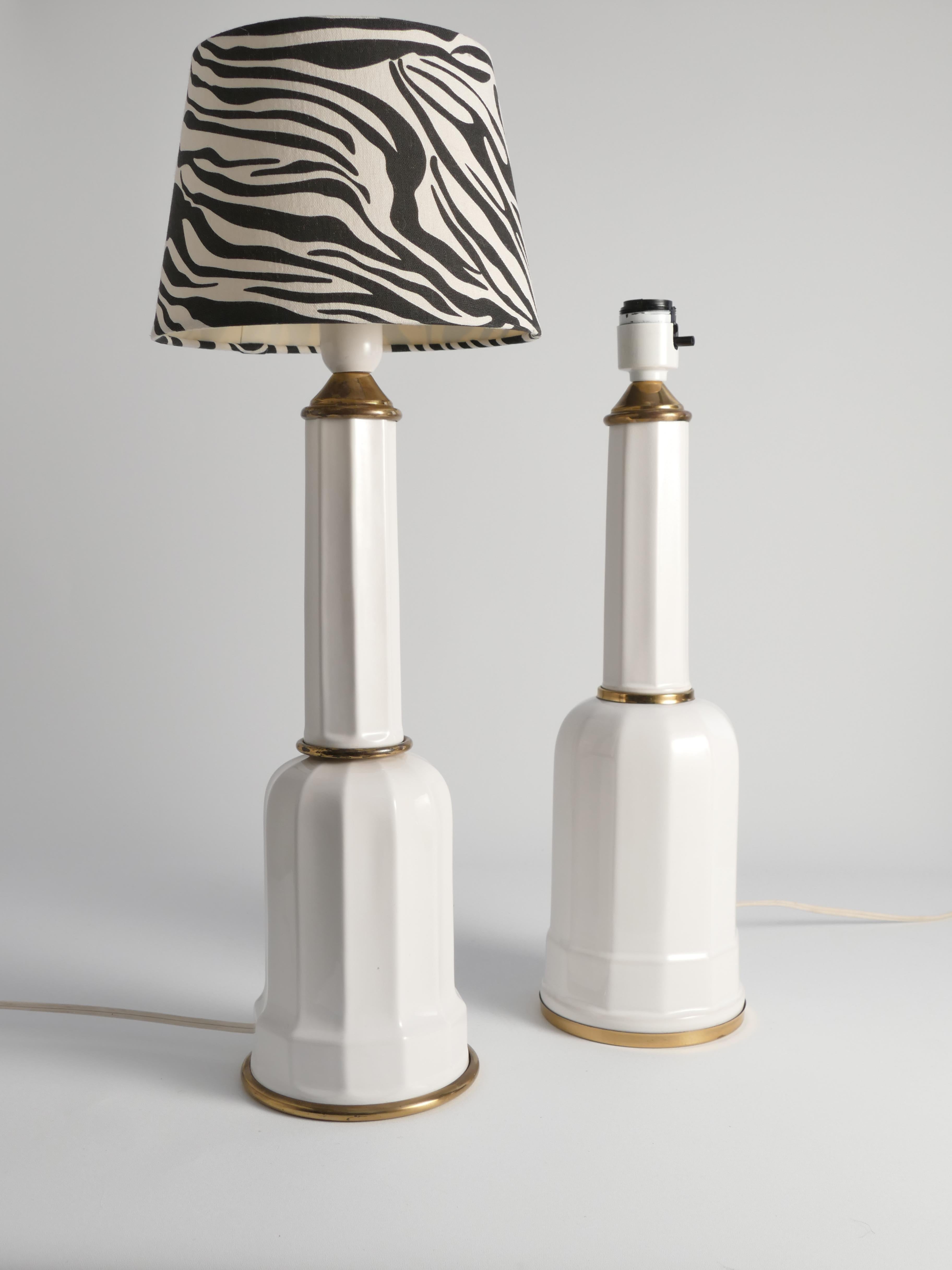 Lampe de table Heiberg en verre opalin blanc et laiton, Danemark, milieu du XIXe siècle en vente 6