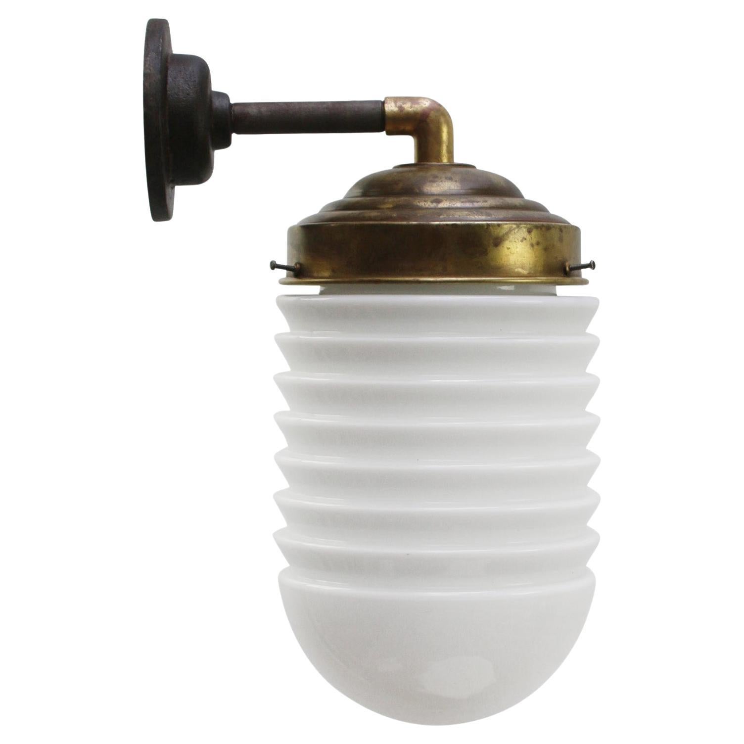 White Opaline Glass Brass Sconces Wall Lights