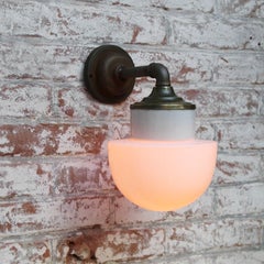 White Opaline Glass Brass Vintage Cast Iron Arm Scones Wall Lights