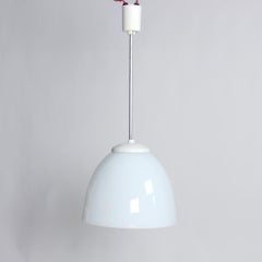 White Opaline Glass Ceiling Light, Czechoslovakia, circa 1960s