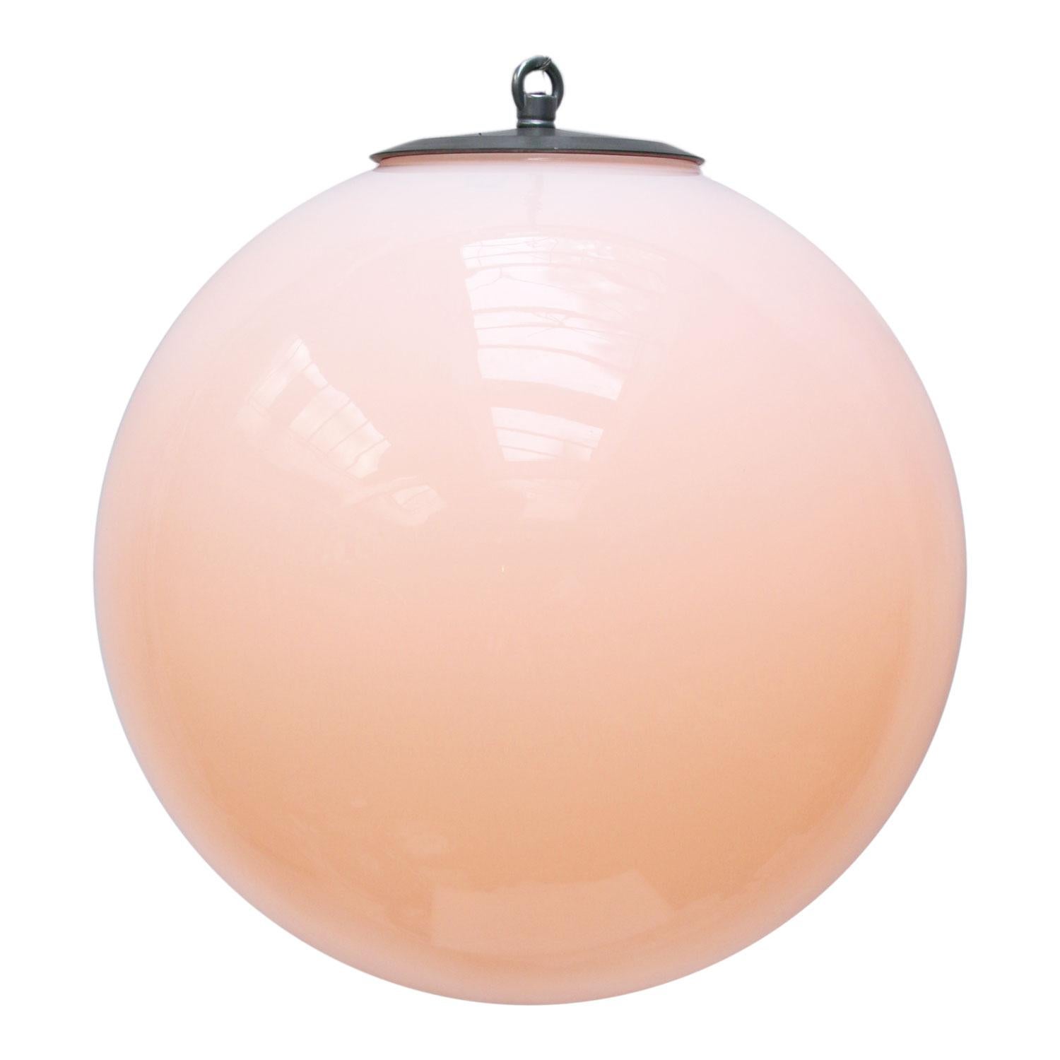 Opaline glass pendant.

Weight: 3.00 kg / 6.6 lb

Priced per individual item. All lamps have been made suitable by international standards for incandescent light bulbs, energy-efficient and LED bulbs. E26/E27 bulb holders and new wiring are CE