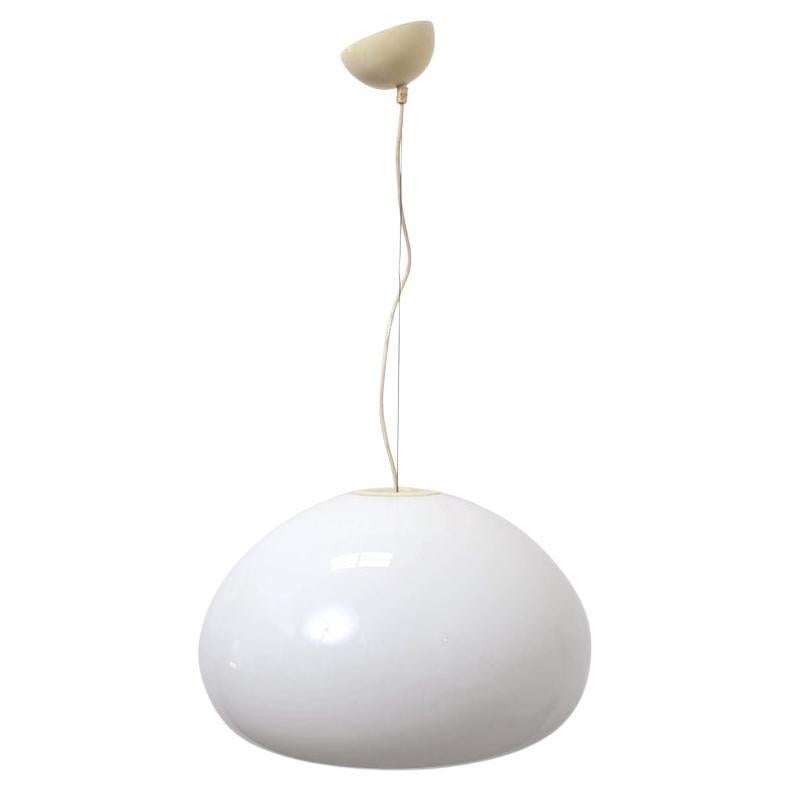 White Opaline Glass Italian Pendant Lamp by Achille e Pier Giacomo Castiglioni For Sale