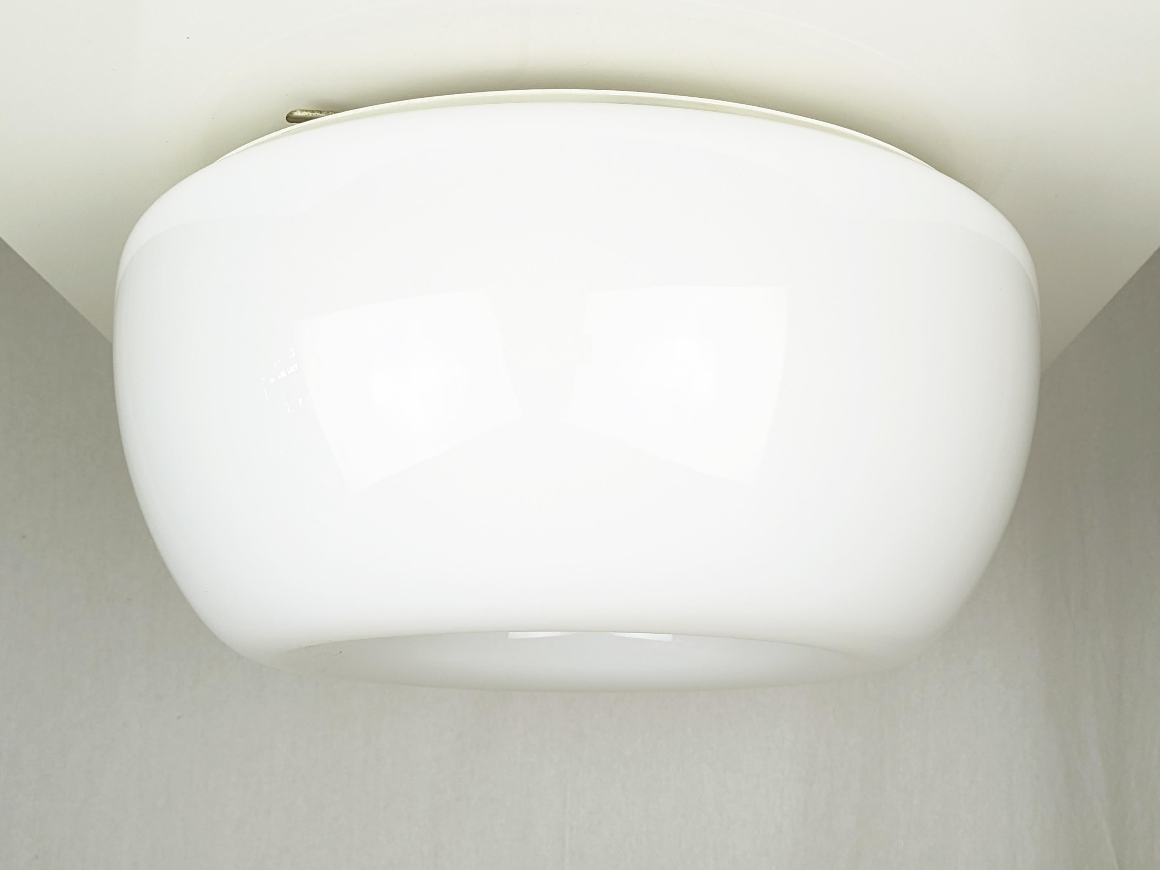 White Opaline Glass & Metal Velella Ceiling Lamp by Achille Castiglioni for Flos For Sale 2