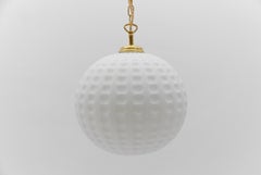 White Opaline Glass Pendant Golf Ball Lamp, Germany 1960s