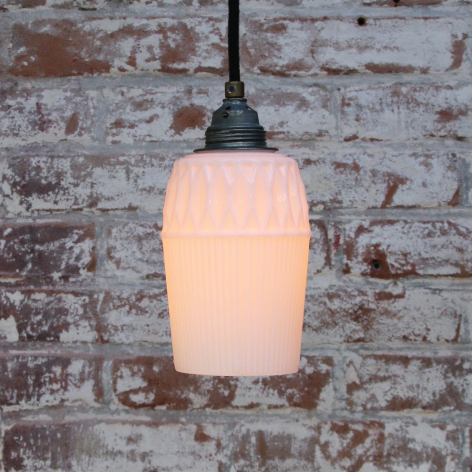 White Opaline Glass Pendant Light In Good Condition In Amsterdam, NL