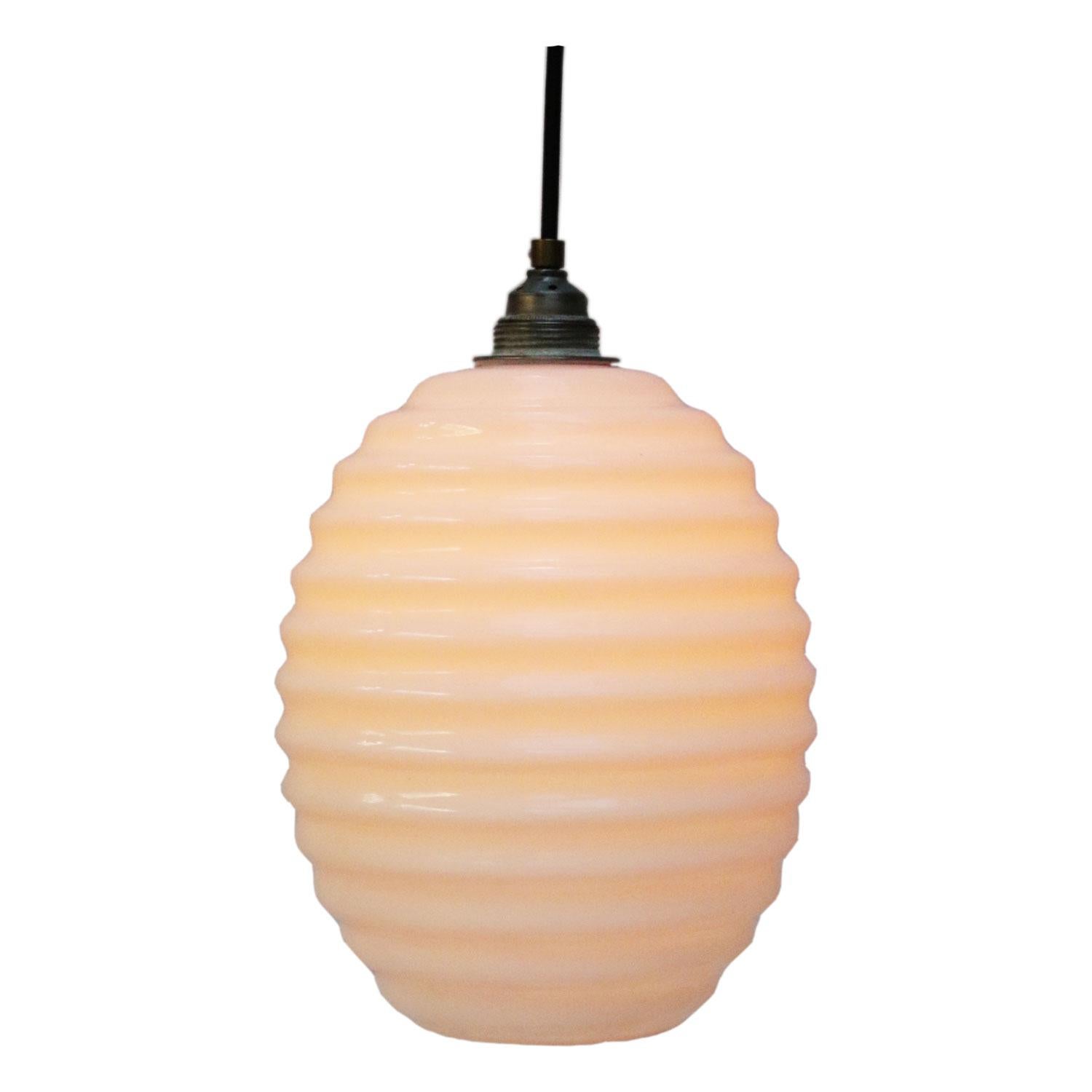 German Opaline glass industrial Bauhaus pendant. 

Weight 1.0 kg / 2.2 lb

Priced per individual item. All lamps have been made suitable by international standards for incandescent light bulbs, energy-efficient and LED bulbs. E26/E27 bulb holders