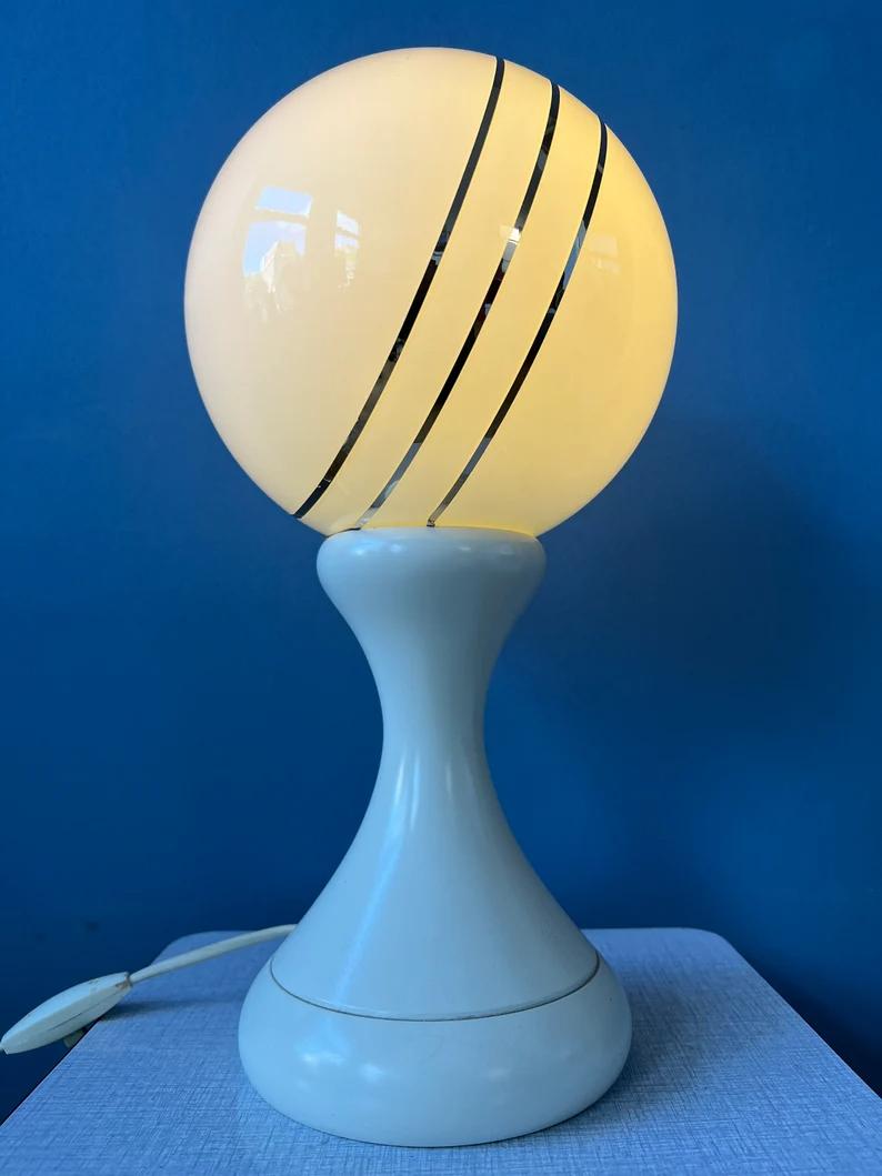 White Opaline Glass Space Age Table Lamp, 1970s In Excellent Condition For Sale In ROTTERDAM, ZH
