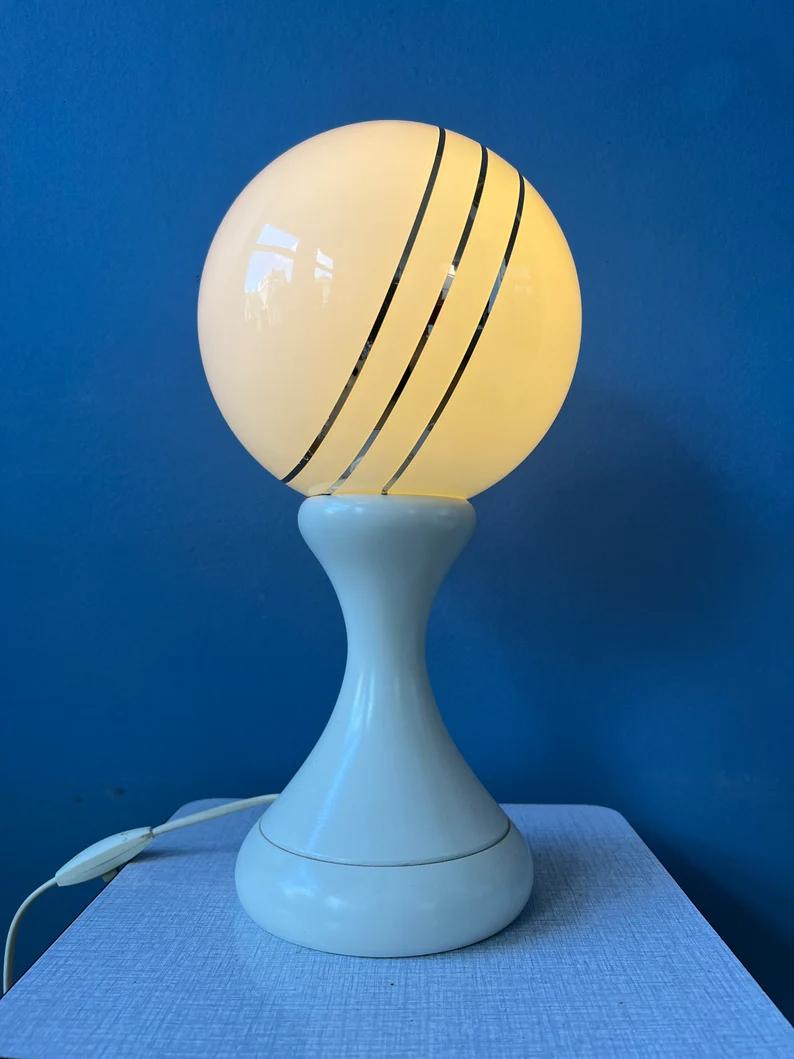 20th Century White Opaline Glass Space Age Table Lamp, 1970s For Sale