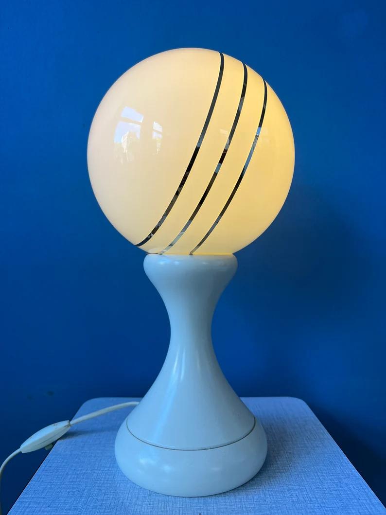 White Opaline Glass Space Age Table Lamp, 1970s For Sale 1