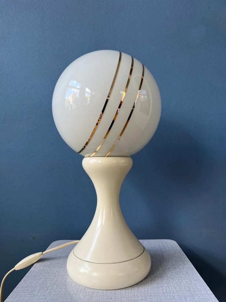 Space Age-Tischlampe aus weißem Opalglas, 1970er-Jahre im Angebot 3