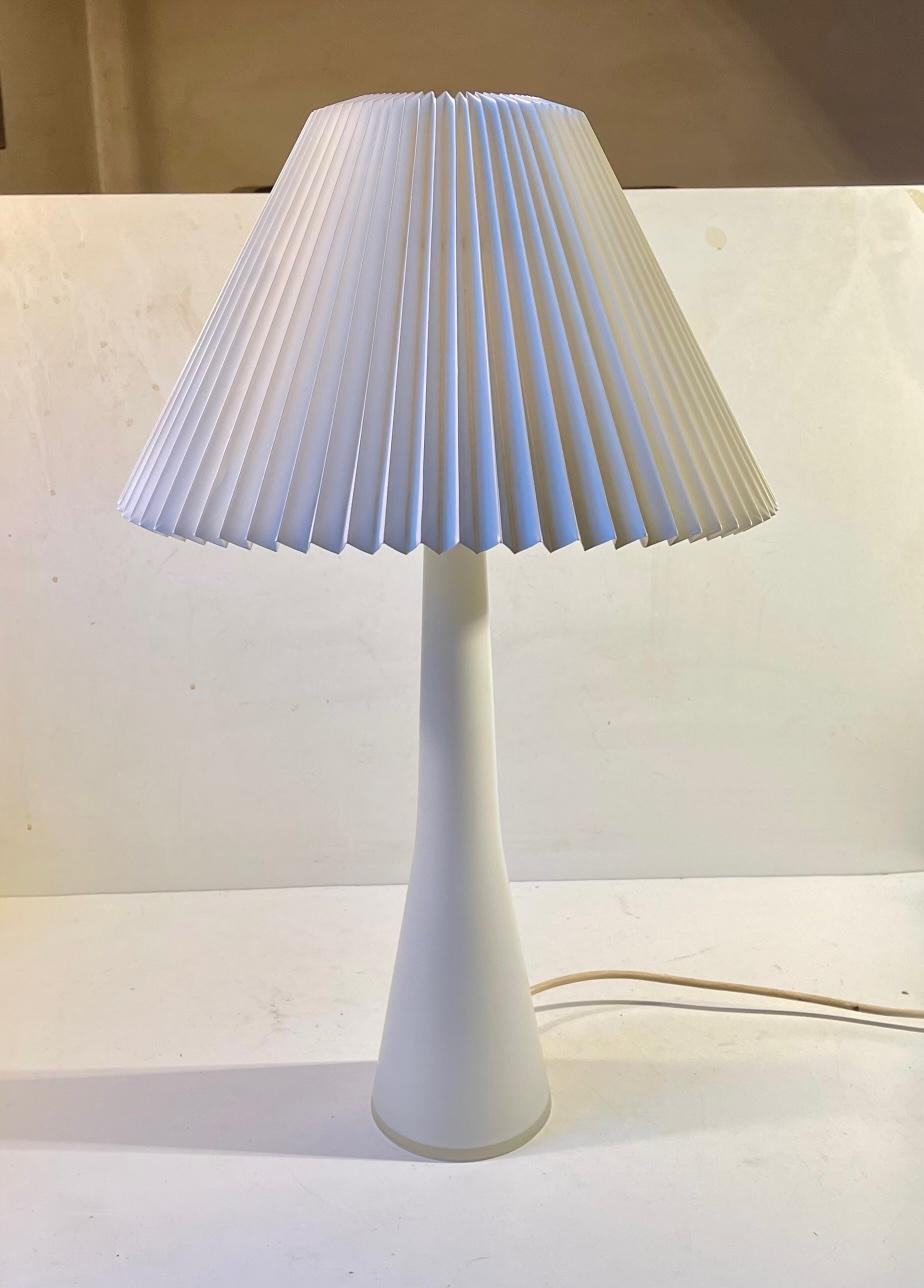 Mid-Century Modern White Opaline Glass Table Lamp by Ernest Voss for Le Klint, 1950s For Sale