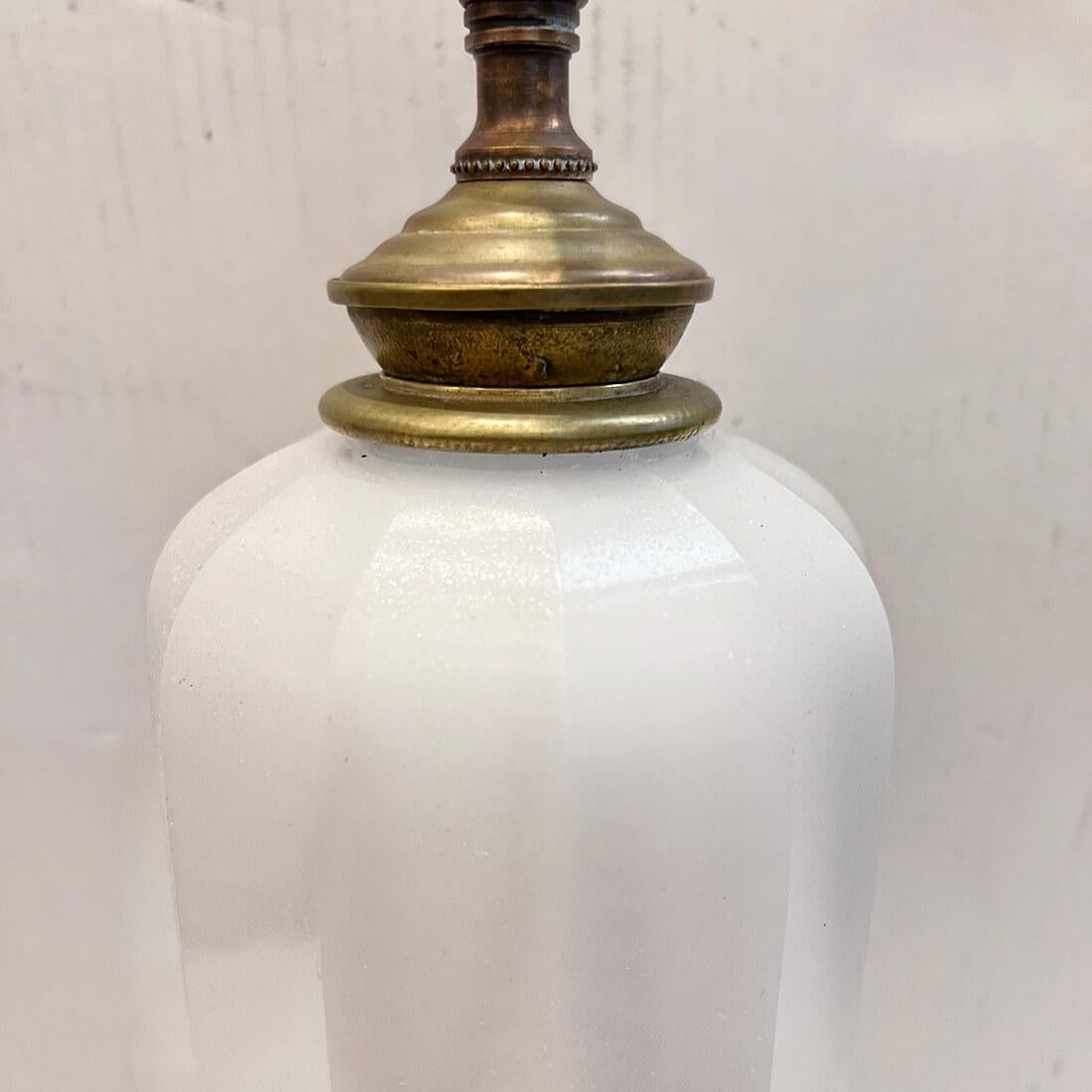 French White Opaline Glass table Lamp For Sale