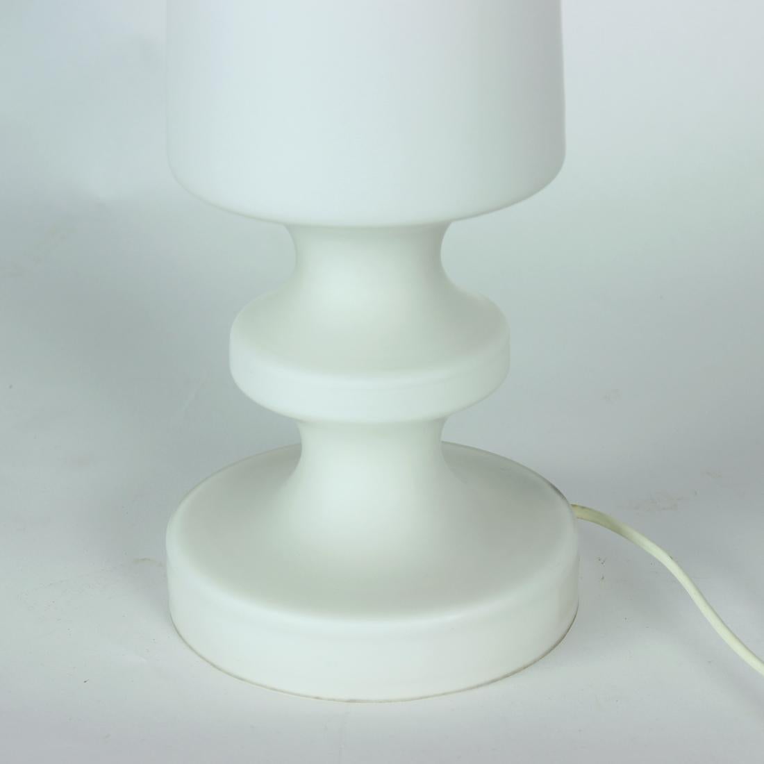 Mid-Century Modern White Opaline Glass Table Lamp in Chessman Design, Stefan Tabery, 1960s For Sale