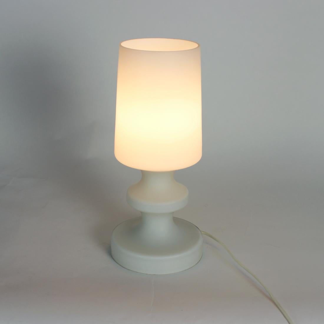 White Opaline Glass Table Lamp in Chessman Design, Stefan Tabery, 1960s In Excellent Condition For Sale In Zohor, SK