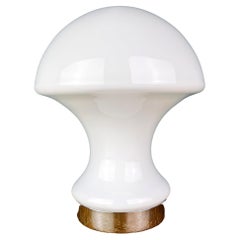 White opaline glass table lamp Mushroom Italy 1980s