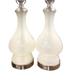 White Opaline Glass Table Lamps