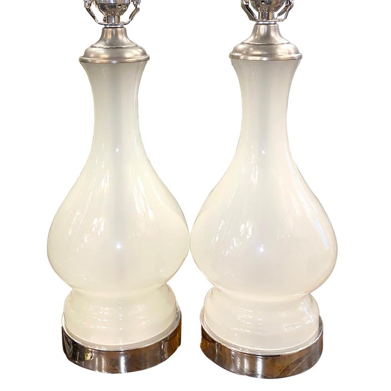 White Opaline Glass Table Lamps For Sale at 1stDibs
