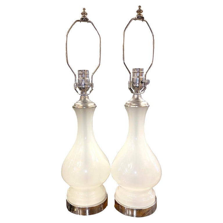 White Opaline Glass Table Lamps For Sale at 1stDibs