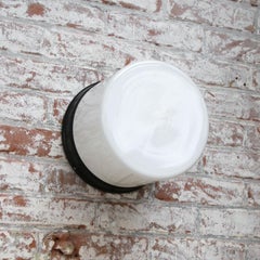 White Opaline Glass Vintage Bakelite Flush Mount Ceiling Lamps