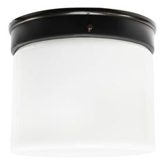 White Opaline Glass Vintage Bakelite Flush Mount Ceiling Lamps