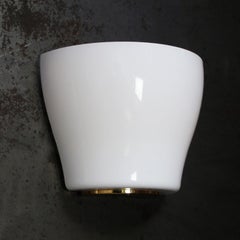 White Opaline Glass Vintage Brass Sconces Wall Lamps