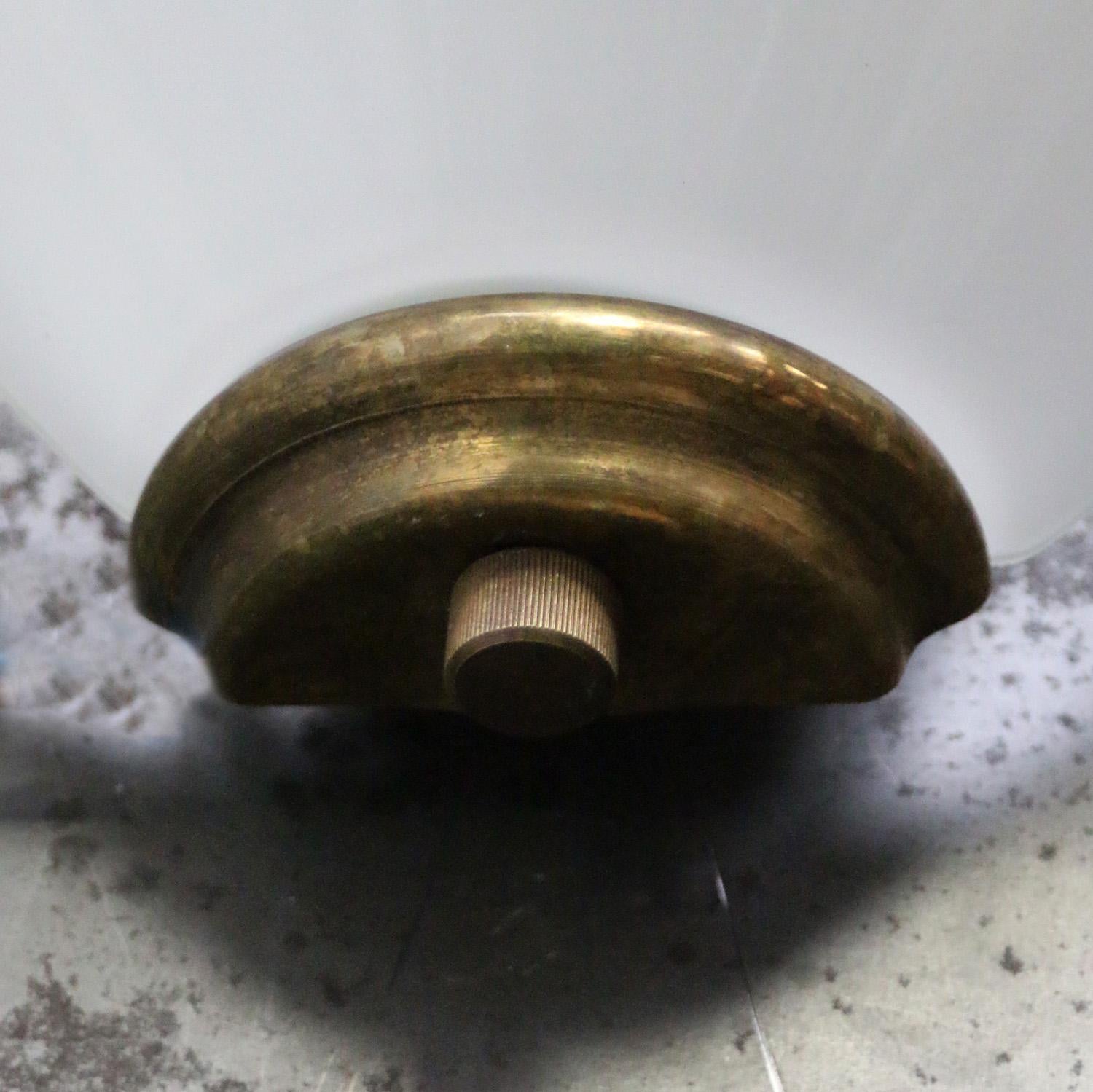 20th Century White Opaline Glass Vintage Brass Sconces Wall Lamps For Sale