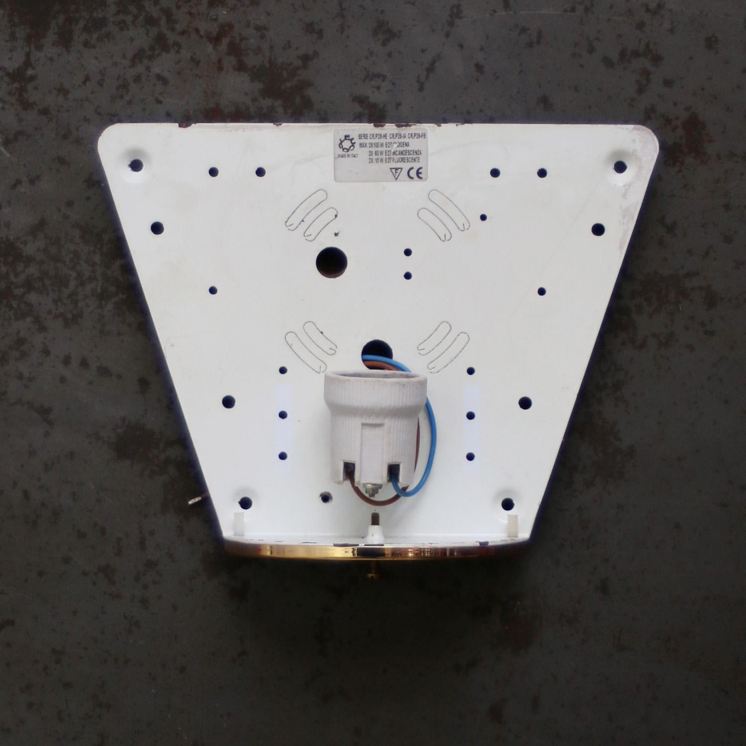 Apliques Latón Vintage Cristal Opalino Blanco en venta 1