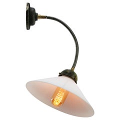 White Opaline Glass Vintage Flexible Arm Wall Lights Sconces