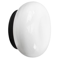 White Opaline Glass Vintage Industrial Aluminum Based wall Lamps