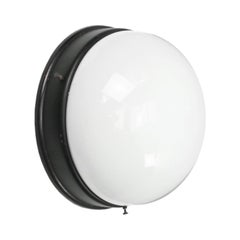 White Opaline Glass Vintage Industrial Bakelite Scone Wall Lamp