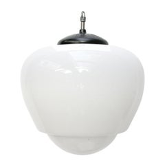 White Opaline Glass Vintage Industrial Bakelite Top Pendant Light White Opaline Glass Vintage Industrial Bakelite Top Pendant Light