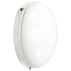 White Opaline Glass Vintage Industrial Enamel Flush Mount Wall Lamp Scone
