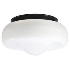 White Opaline Glass Vintage Mid Century Flush Mount Scone