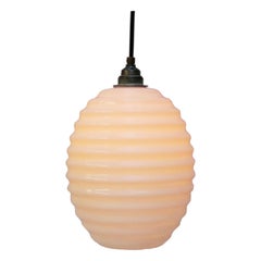 White Opaline Glass Vintage Mid-Century Pendant Lights