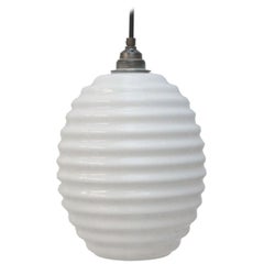 White Opaline Glass Vintage Mid-Century Pendant Lights