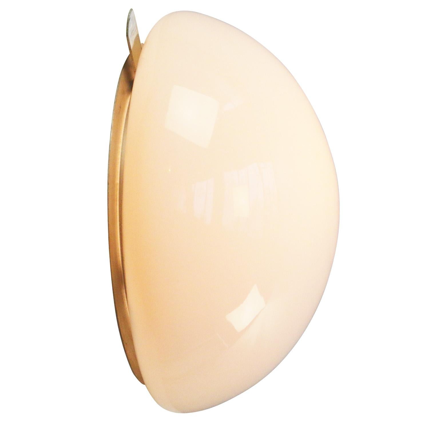 Belgian opaline industrial ceiling lamp.

Aluminum base with white opaline glass.

Weight: 0.90 kg / 2 lb.

Priced per individual item. All lamps have been made suitable by international standards for incandescent light bulbs, energy-efficient and