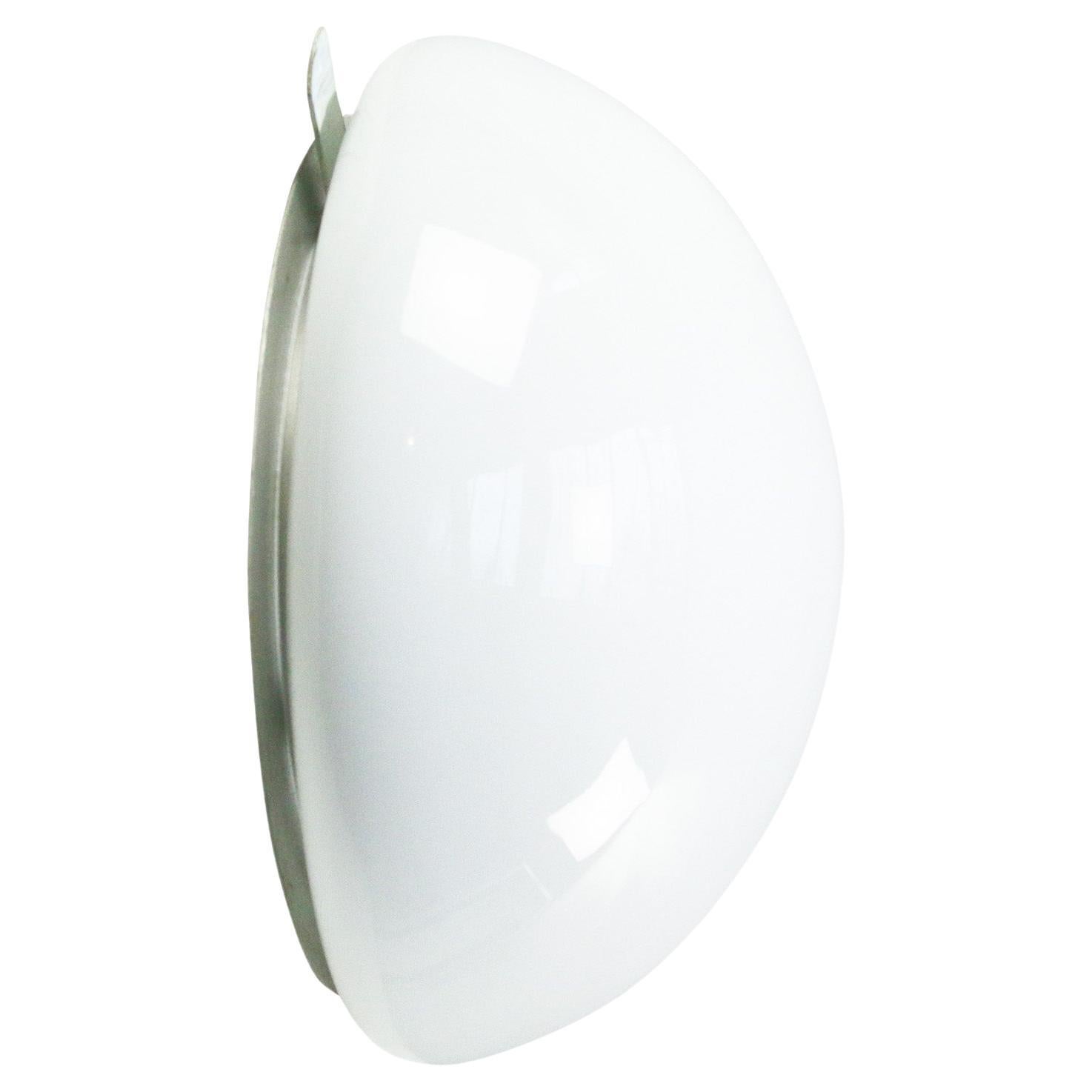 White Opaline Glass Vintage Scones Flush Mounts For Sale