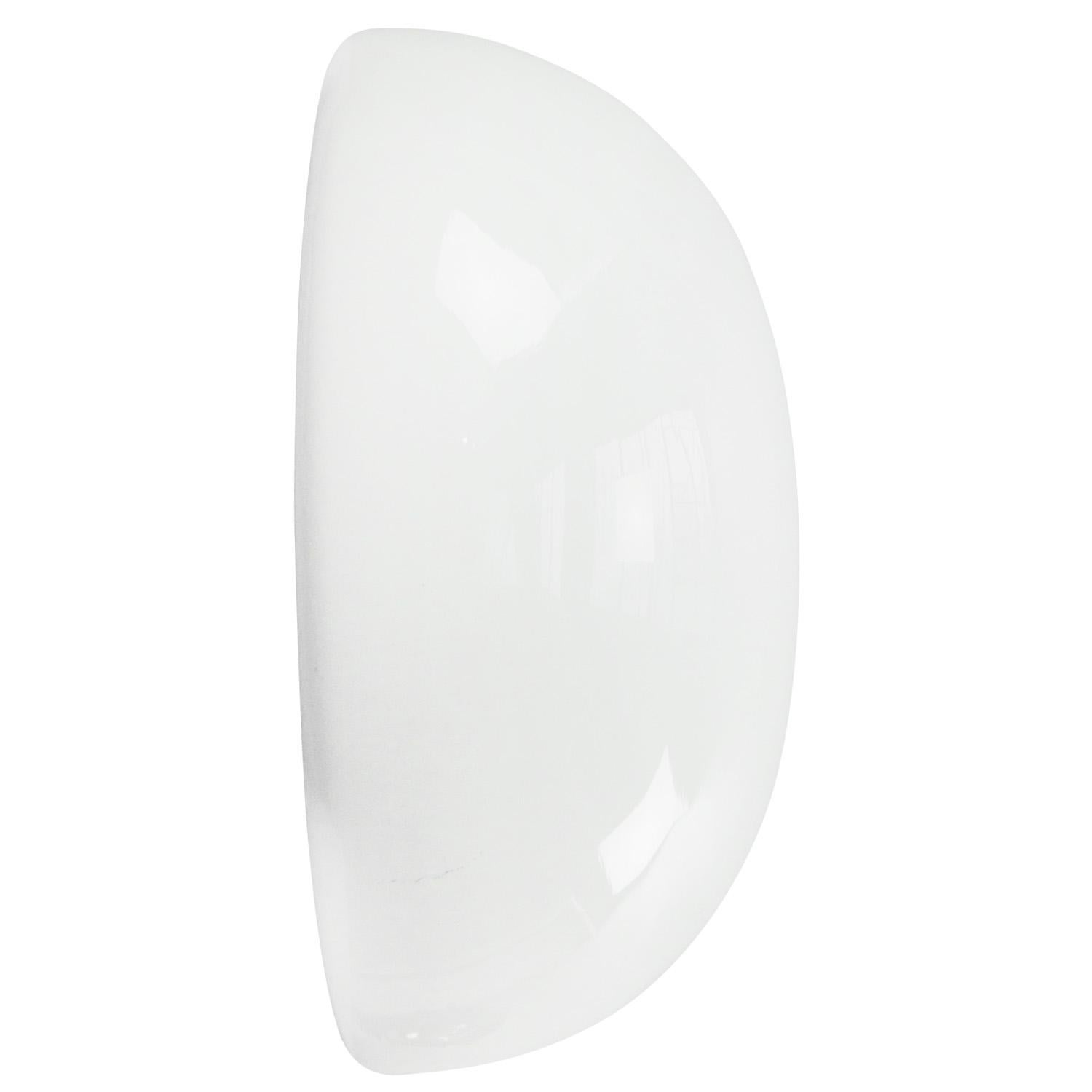Belgian opaline industrial ceiling lamp.

Iron base with white opaline glass.

2x E27 / E26.

Weight: 1.80 kg / 4 lb.

Priced per individual item. All lamps have been made suitable by international standards for incandescent light bulbs,