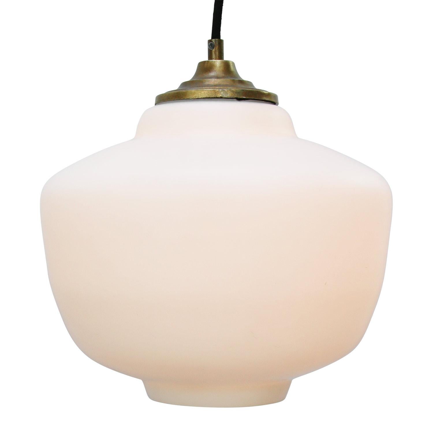Opaline glass pendant.
2 meter black wire

Weight: 1.80 kg / 4 lb

Priced per individual item. All lamps have been made suitable by international standards for incandescent light bulbs, energy-efficient and LED bulbs. E26/E27 bulb holders and