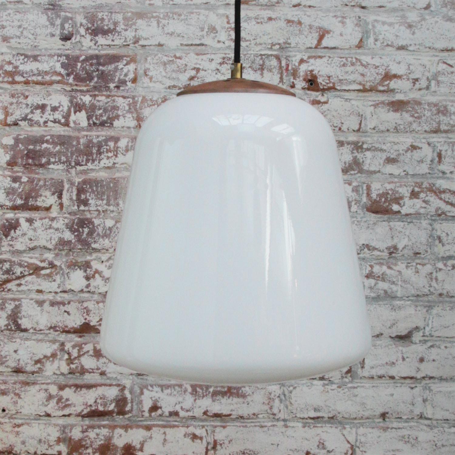 White Opaline Milk Glass Vintage Industrial Pendant Lights by Philips In Good Condition In Amsterdam, NL