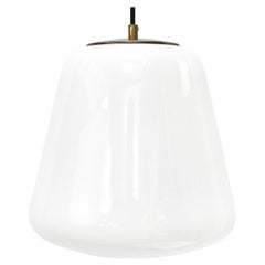 White Opaline Milk Glass Vintage Industrial Pendant Lights by Philips