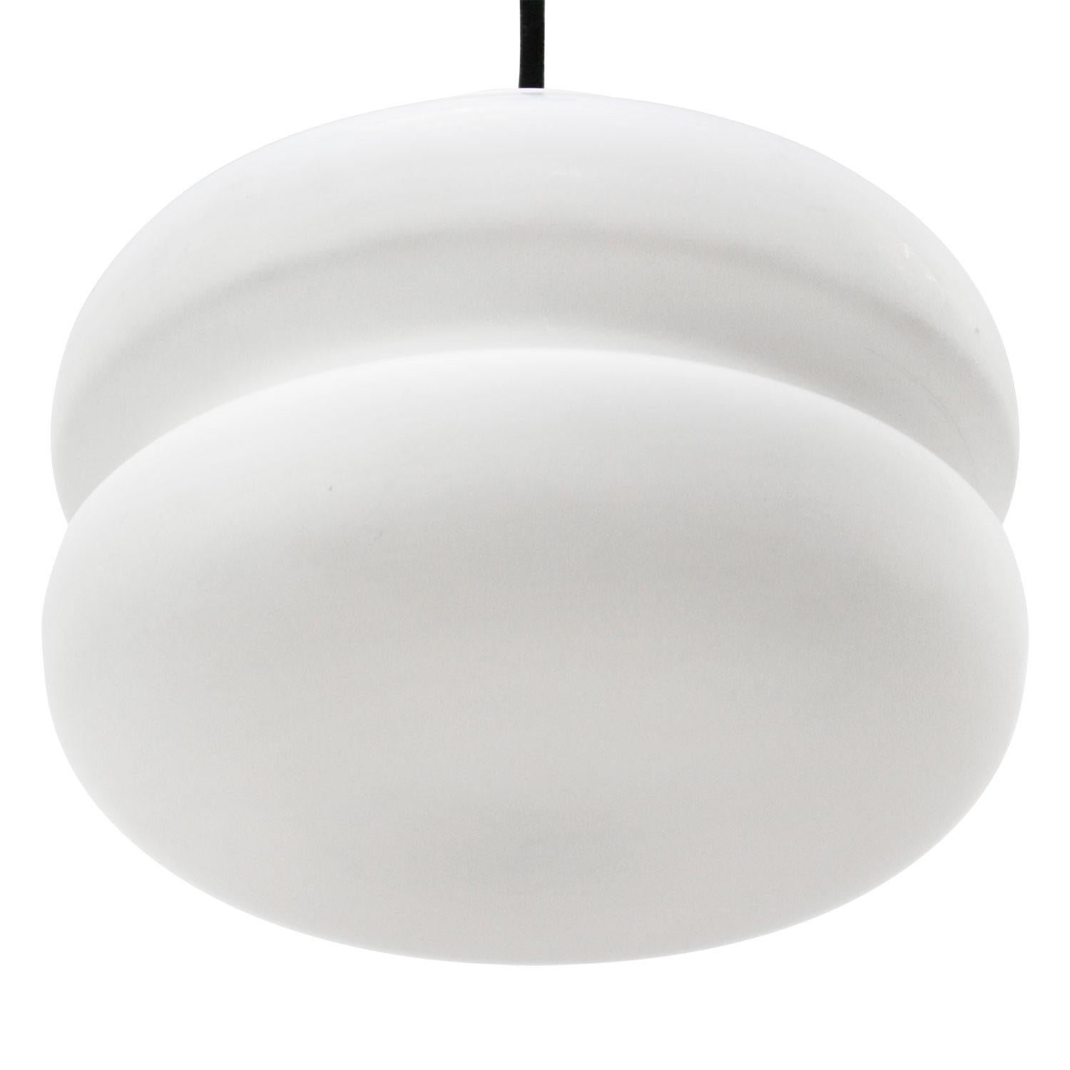 White Mat Opaline Glass Vintage Pendant Lights In Good Condition For Sale In Amsterdam, NL